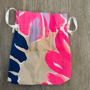 Lilly Pulitzer Pink and Blue Tropical Print Pouch